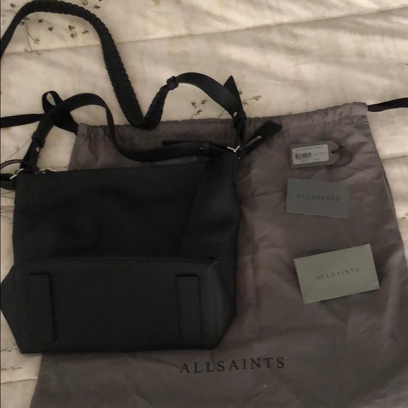 All Saints kits crossbody bag purse black leather - Picture 8 of 8